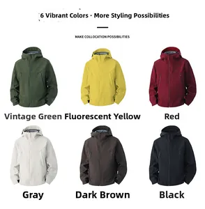 Sechs Farboptionen für Softshell-Kapuzenjacken mit winddichtem Design und Reißverschlüssen