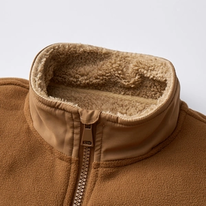 Herren-Fleecejacke mit dickem Sherpa-Stehkragen und robustem Reißverschluss für Winter