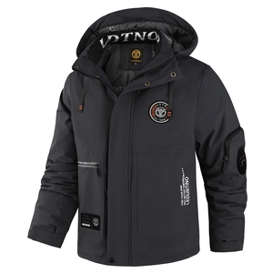 Giacca Imbottita da Uomo Ispessita Con Cappuccio Antivento in Poliestere Invernale Multi-Tasca Cappotto Casual Moda da Uomo