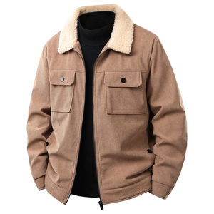Chaqueta Gruesa Forrada de Forro Polar de Pana para Hombre Invierno Casual Ropa de Abrigo Cálida con Solapa Sherpa Bolsillos Cargo