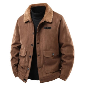 Veste d'Hiver en Fourrure de Lapin pour Hommes Décontracté Couleur Unie Manches Longues Revers Doublée Fausse Peau de Mouton Vêtement Urbain