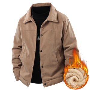 Herren Winterjacke aus Cord mit Fleece-Futter und Reverskragen in Hellbraun