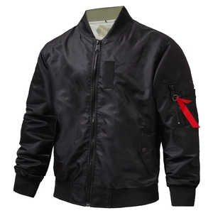 Black reversible camouflage bomber jacket with utility sleeve pocket and ribbon detail