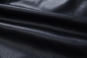 Close-up van zwart imitatieleer met getextureerde korrel en een matte afwerking