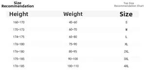 Size recommendation chart for men's hooded jacket from S to 4XL based on height and weight