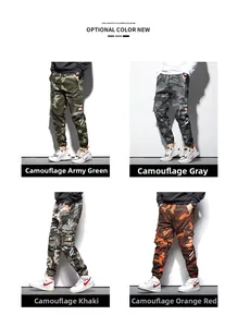 Détails du pantalon cargo homme avec poches latérales et quatre options de camouflage