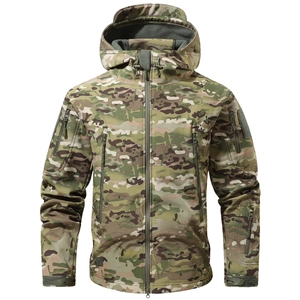 Men's 3-in-1 multicam tactical softshell jacket with hood for outdoor hiking and sports