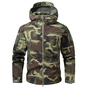 Men's 3-in-1 camouflage tactical jacket with waterproof shell and warm fleece hood