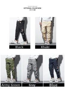 Collage de joggings cargo multi-poches en noir, kaki, vert armée, gris et bleu marine