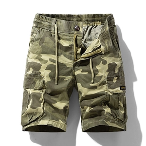 Pantaloncini cargo mimetici da uomo con elastico in vita e grandi tasche laterali