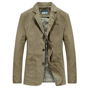 Blazer Casual da Uomo in Puro Cotone con Rever a Dente Giacca Monopetto con Tasche a Toppa Tinta Unita Primavera Autunno