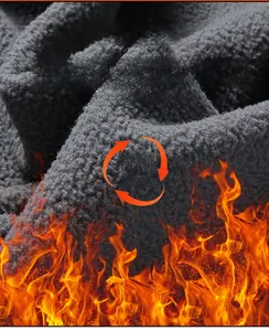 Nahaufnahme von grauem Fleece-Stoff mit hoher Dichte, fusselfrei und thermisch isoliert
