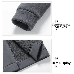 Details zu Rippbündchen und Reißverschlusssaum am Fleece-Hoodie mit warmem Innenfutter