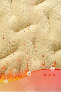 Dettaglio della trama in lana d'agnello beige che mostra il materiale termico spesso