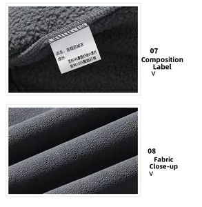 Detailansicht des Fleecefutter und Etikett für dunkelgraue Kapuzenjacke aus Fleece