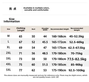 Detailed size chart for men's ice silk polo shirt including M to 5XL measurements