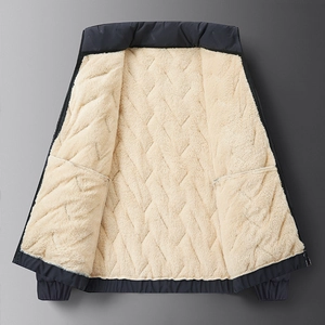 Giacca invernale da uomo blu navy con fodera in pile termico e tasche interne