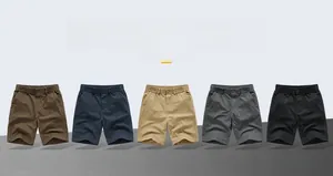 Short cargo en coton pour homme en cinq couleurs avec taille élastique et bouton