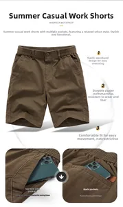 Détail du short cargo marron foncé avec taille élastique et design multi-poches