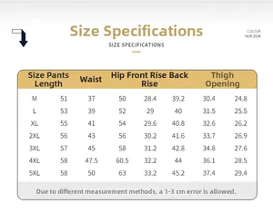 Guide des tailles de shorts cargo pour hommes avec mesures de taille et de hanches