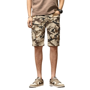 Pantaloncini cargo mimetici da uomo con elastico in vita e tasche multifunzione