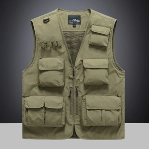 Gilet tactique multiboches vert armée pour la pêche en plein air et la photographie