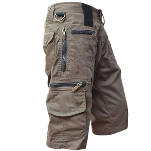 Tactical Cargo-Shorts mit vielen Reißverschlusstaschen und D-Ring aus Baumwollstoff