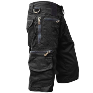Herren Cargo-Shorts in Schwarz, lockere Passform mit vielen Taschen und Baumwollstoff