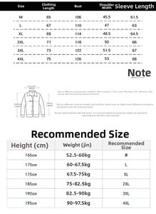 Detailed size chart for men's MA1 bomber jacket with length and weight guide