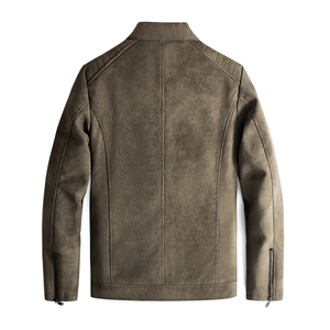 Herren Lederjacke in Braun mit Stehkragen, Steppnähten an den Schultern und schmalem Schnitt
