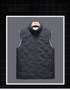 Détails du gilet matelassé gris foncé pour homme avec surpiqûres et doublure chaude