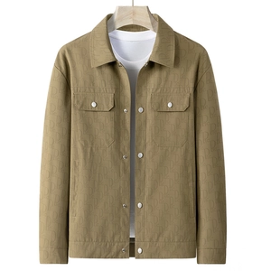 Veste casual kaki pour homme avec motif de lettres intégral et col à revers classique