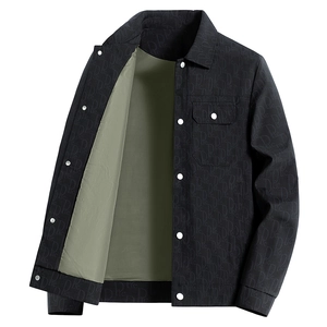 Veste décontractée pour hommes avec motif jacquard et doublure olive contrastée