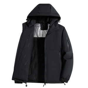 Giacca con Cappuccio Antivento da Uomo Parka Imbottito Termico Capispalla per Escursionismo All'aperto Impermeabile Cappotto Casual Tinta Unita Abbigliamento Sportivo