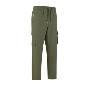 Pantaloni cargo verde militare con coulisse elastica e tasche laterali tattiche