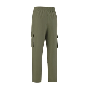 Pantaloni cargo uomo verde oliva con elastico in vita e tasche vista posteriore