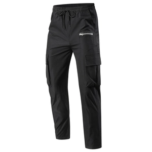 Men's Black Cargo Pants Multi Pocket Quick Dry Outdoor Sport Sweatpants Straight And Cuffed Casual Plus Size Trousers