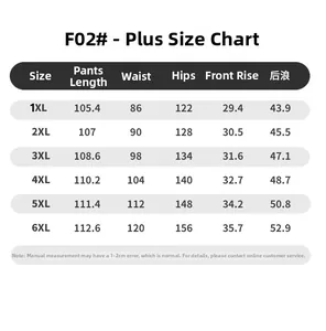 Size chart for men's athletic jogger pants from 1XL to 6XL with detailed measurements
