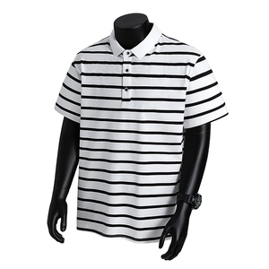 Polo da Uomo Casual a Righe Manica Corta in Misto Cotone Traspirante Slim Fit Top con Rever per Estate Moda Giovane