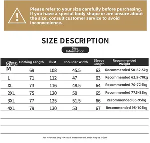 Detailed size chart for men cotton blazer including length chest and weight recommendations