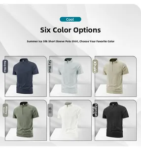 Men's half-zip quick-dry t-shirts in six colors including navy blue and khaki