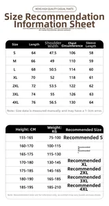 Detailed sizing chart for fleece jackets with measurements and height weight recommendations