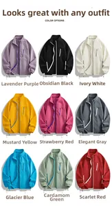 Nine color options of warm polar fleece jackets featuring stand collars and zip pockets