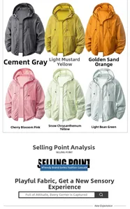 Detailed grid showing six vibrant colors of lightweight hooded sun protection jackets