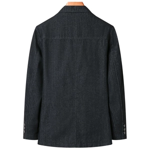 Veste blazer en denim pour homme gris foncé, vue arrière avec coutures détaillées
