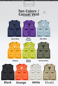 Gilet de photographie extérieur avec design multi-poches et détails en tissu imperméable