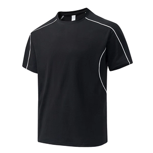 T-shirt de sport noir pour hommes avec passepoil contrasté raglan blanc et mesh respirant