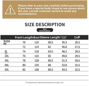 Guide des tailles détaillé pour blazer en jean homme, dimensions du M au 5XL inclus