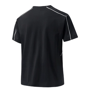 T-shirt sport noir pour homme avec liseré blanc, séchage rapide, vue de l'arrière