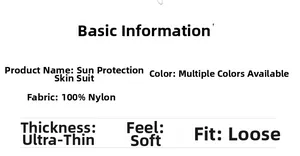 Detaillierte Materialangabe für Sonnenschutzjacke aus dünnem, atmungsaktivem Nylongewebe